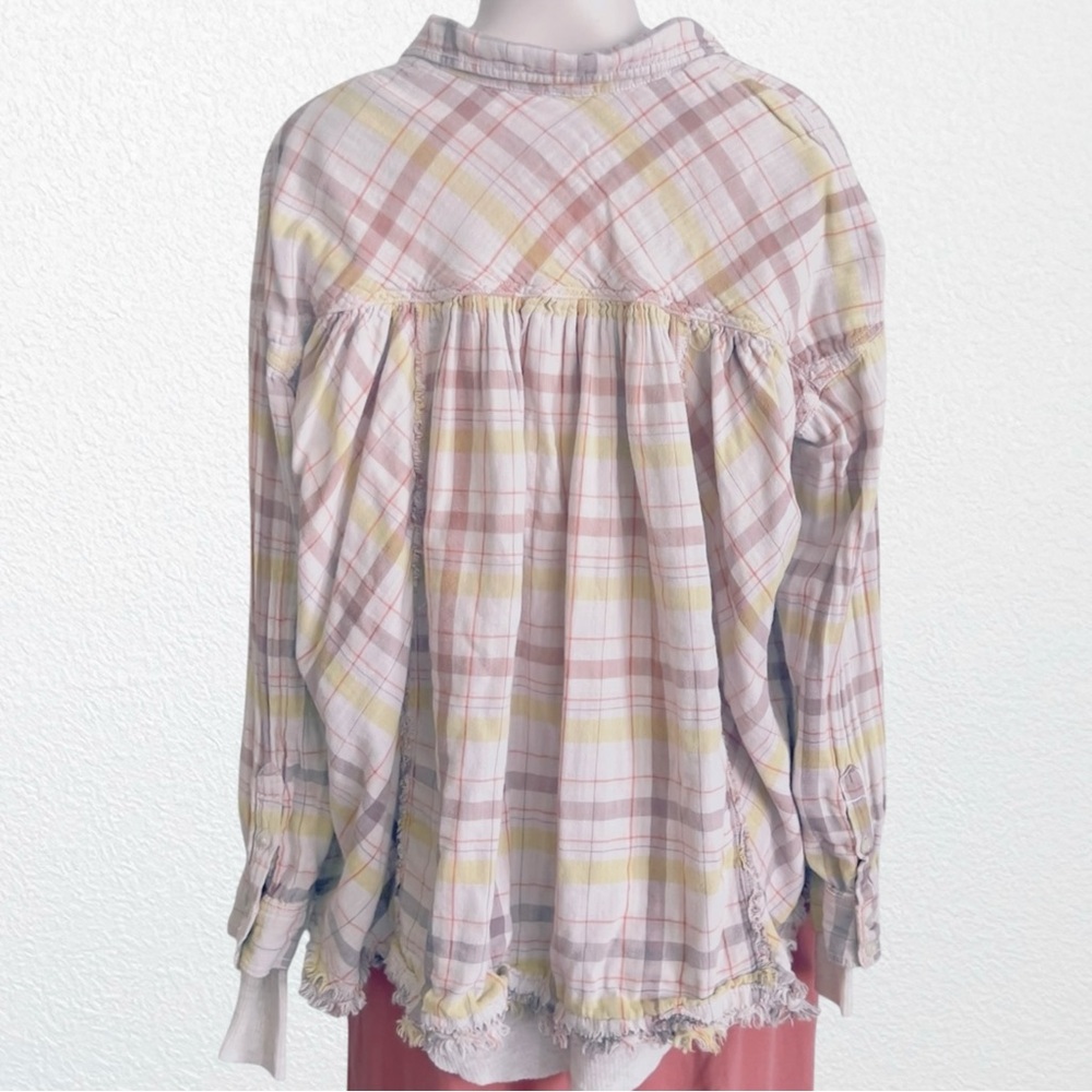 We the Free Oversized Pink Plaid Seeking Starlight Shirt Shacket SZ M - Picture 8 of 12